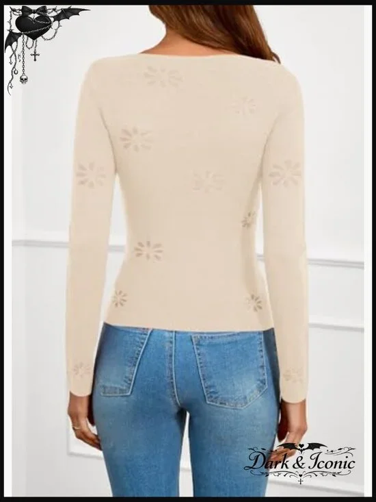 Slim Fit Cropped Sweater Long Sleeve Lightweight Knit Boat Neck Pullover - Picture 2 of 7